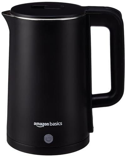 amazon basics 1.5 Litre Cool Touch Electric Kettle| 1350 Watt|Stainless Steel Body|Auto Cut-Off|Triple Safety Protection(Black)