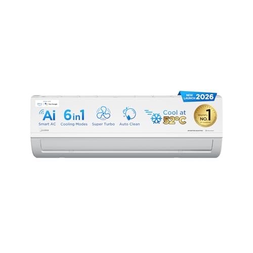 Midea 1.36 Ton 3 Star Inverter Split AC, Wi-Fi & 6-in-1, MAI18SD3R36W0