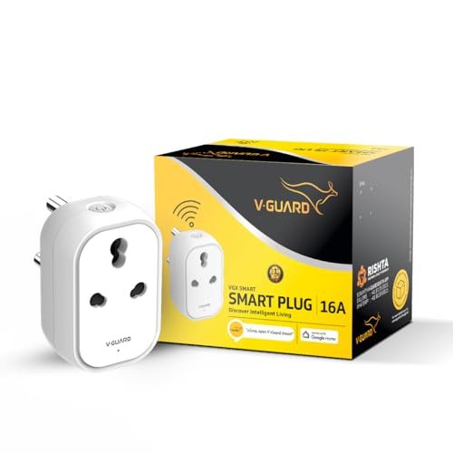 V-Guard 16 A Smart Plug with Bluetooth and WiFi Connectivity | Voice Control using Google Home and Amazon Alexa | Supports iOS and Android | 1 Year Product Warranty from V-Guard | White