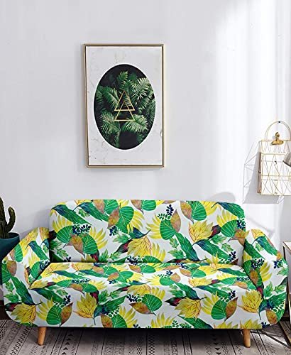Cortina Elegant Sofa Cover | Tropical Print | 100% Polyester Spandex Fabric | Couch Covers, Machine Washable | Suitable for Home, Office, Birthday, Anniversary, & More | Soft Cover Two Seater | Green