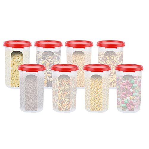 Cutting EDGE 585ML Smart Slim Storage Airtight Container-Red,Set of 8