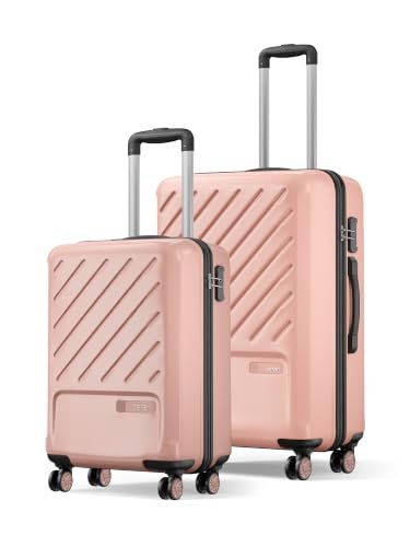 Safari Symphony Set of 2 Trolley Bag Hard Case Polypropylene, 8 Spinner Wheels, 360 Degree Wheeling Carry on Luggage, Travel Bag, Suitcase for Travel, Trolley Bags for Travel, Dusky Peach