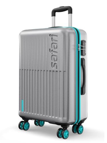 Safari Large Astra Neo 8 Wheels 76cm Size Check-in Trolley Bag, Hard Case Polycarbonate, 360 Degree Wheeling Luggage for Men & Women, Travel Bag, Suitcase for Travel, Silver