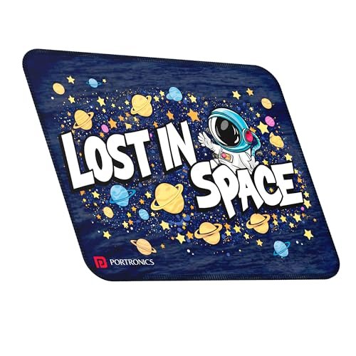 Portronics Comfipad Space Galaxy Theme Mouse Pad with Stitched Edges, Anti-Slip Rubber Base, Smooth Precision Surface, Water-Resistant, Durable & Rollable Gaming Mouse Pad, Dark Blue