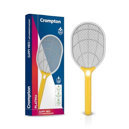 Crompton Anti-Mosquito Racquet-ZAPPY-NEO | Mosquito Bat | Mosquito Killer | Rechargeable Mosquito Racket | Long Lasting Battery | 6 Months Warranty