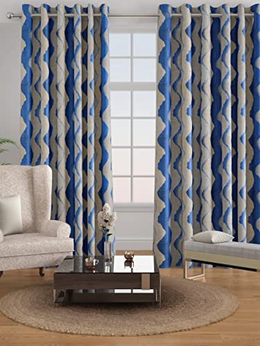 Raymond Home Blue Jacquard Door Curtain