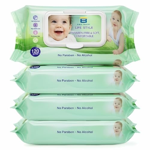 Btag Soft Natural Baby Wipes | Natural & Gentle Care | Ultra-Soft, Baby-Friendly Wet Wipes for Daily Use 120 Piece Pack (Pack of – 4)