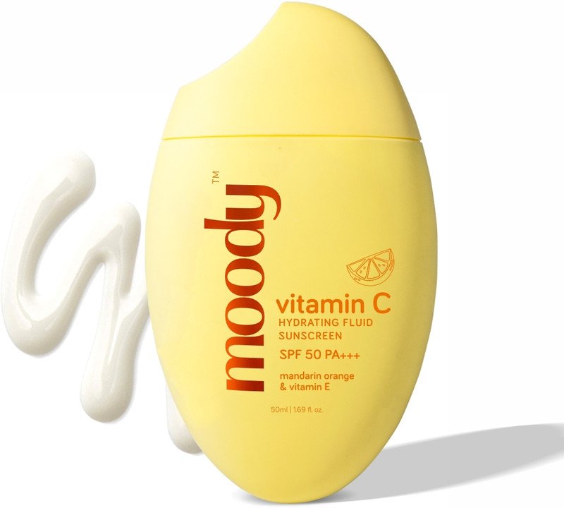 MOODY Sunscreen – SPF 50 PA+++ Vitamin C Hydrating Fluid Sunscreen Mandarin Orange & Vitamin E(50 ml)