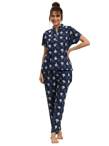 Libas Blue Printed Cotton Night Suit for Women | Sleep wear