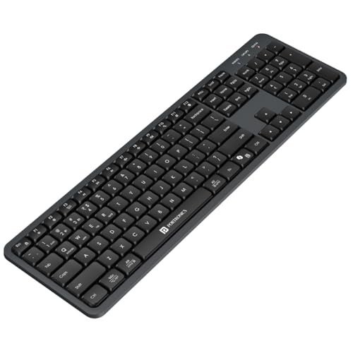 Portronics Akshr Prime Wireless Keyboard with Bluetooth + 2.4 GHz USB Receiver, Rechargeable Battery, Height Adjustment, Multimedia Hotkeys with Numpad, for Laptop, PC, Smartphone, Tablet(Black)