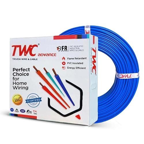 TWC Advance Blue 0.75 SQMM 45 METER | Copper Wire | HRFR (Heat Resistant Flame Retardant) Lead-Free Cable | Low Smoke Halogen-Free Wire for Home & Industrial Electrical Wiring