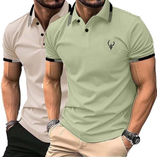 Lymio Polo T Shirt for Men || Men Casual T-Shirt || Polo Available in Combo Pack of 2 (Polo-42-43-Pista-Chiku-L)