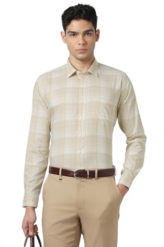 Van Heusen Men Polycotton Slim Fit Shirt (VHSFVSLBR96408_Beige, 40