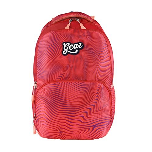Gear Harmony Moire 30 L Water Resistant School Bag/Kids Bag/Casual Standard 4 Compartment Backpack/Daypack/College Bag For Girls/Women (Neon Pink)