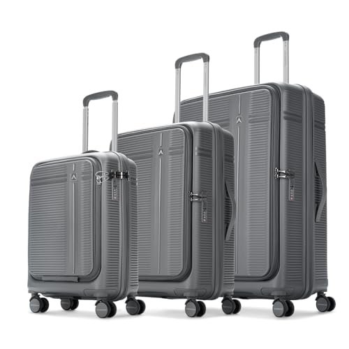 Aristocrat Solana Set of 3 (Cabin+Medium+Large) Hard Case Trolley Bags,Grey