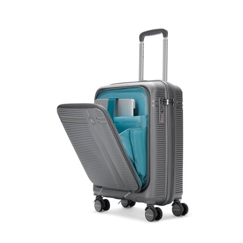 Aristocrat Solana Cabin Hard Case Trolley Bag with Laptop Compartment, Grey