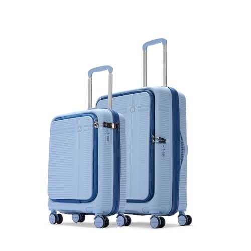 Aristocrat Solana Set of 2 (Cabin+Medium) Hard Case Trolley Bags, Blue