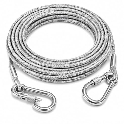 10 Meter Heavy Duty Clothes Drying Rope with Hooks | Strong Steel Clothesline for Balcony, Travel, Camping & Home Use | Rust Resistant Silver Clothes Line
