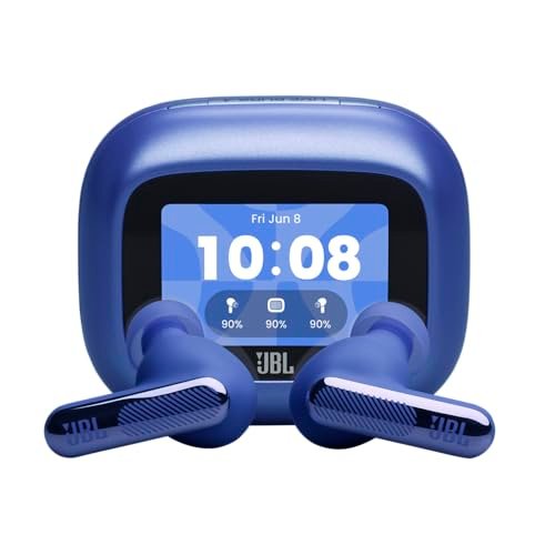 JBL New Live Beam 4 TWS with Smart Charging Case, Hi-Res Audio, True Adaptive Noise Cancelling 2.0, 6-Mic Perfect Calls 2.0, Personi-Fi 3.0, BT 6.0, LE Audio,Auracast, Up to 48H Playtime, IP55, Blue