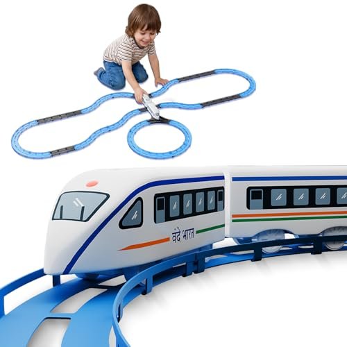 Lifelong Vande Bharat Toy Train 43 Pcs Track Set for Kids, Electric Toy Train Set, 2 AAA Battery Toy Train, Lights & Sounds, Multi-Layout Train Track Toy Train Set for Kids 12 months to 8Yrs(LLCRCT02)