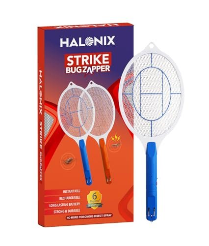 Halonix Bug Zapper Anti-Mosquito Racquet, Insect Killer Bat with Rechargeable 400 mAh Battery | Mosquito bat | Fly swatter | Orange