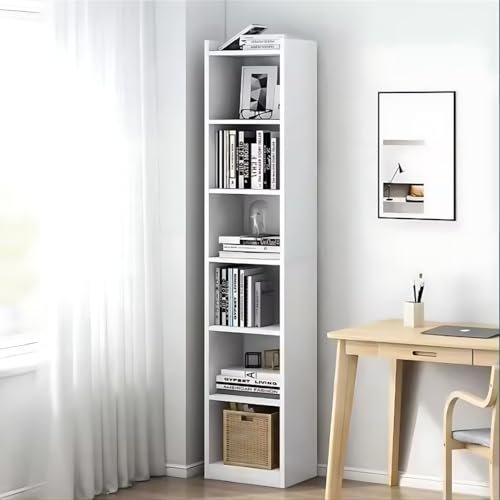 MATTERHORN 7 Tier Bookshelf Free Standing, Display Floor Standing Shelf for Books, Organizer, for Bedroom Home Office Living Room (DIY, 180 x 33 x 24cm, MOBS-91104Vary) (Pearl White)