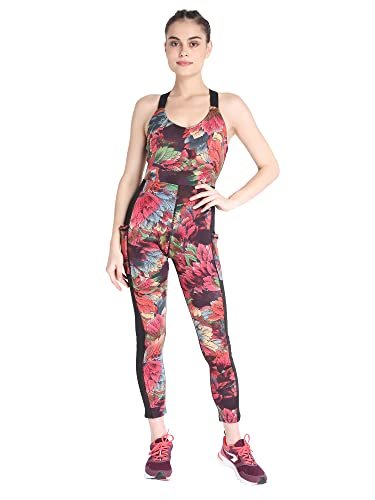 CHKOKKO Women Sports Racerback Yoga Jumpsuit Red size-XL
