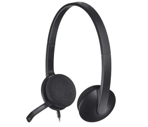 Logitech H340 Stereo Wired Over Ear Headphones with Mic with Noise-Cancelling, USB, Pc/Mac/Laptop – Black