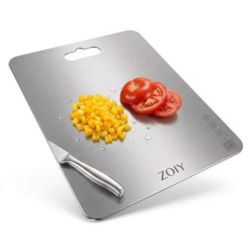 ZOIY Stainless Steel Cutting Board | Premium Steel Chopping Board for Kitchen | Hygienic & Rust Proof | Ideal for Fruits, Vegetables & Meat | 31 x 21 cm