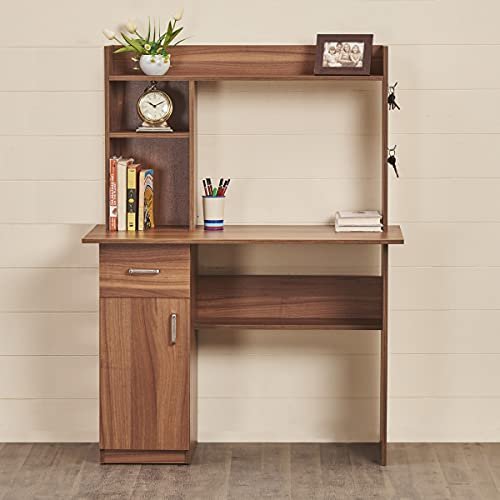 Home Centre | Quadro NXT Study Desk with Flap | Engineered Wood, Walnut Finish | Brown