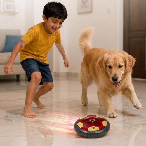 Amazon Brand – Jam & Honey Smart Electronic Rechargeable Hover Air Ball Football Toy Avengers, USB Type-C, 3 Speed Modes, LED Light, Strong Body, Indoor Soccer, Safe for Boys & Girls