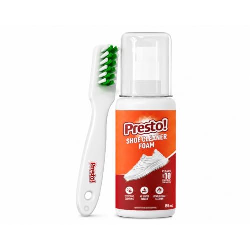 Amazon Brand – Presto! Sports Shoe Cleaner With Brush 150 ml | Removes Tough Stains | No Water Required | Ready To Use