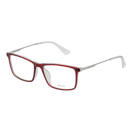 Police Eyewear| Rectangular | Men | Large | Shiny Crystal Red Acetate Frame