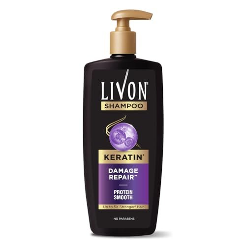 Livon Keratin Shampoo for Women & Men | Repairs Damaged Hair | Smooth & 5x Stronger Hair | No Parabens | 650ml