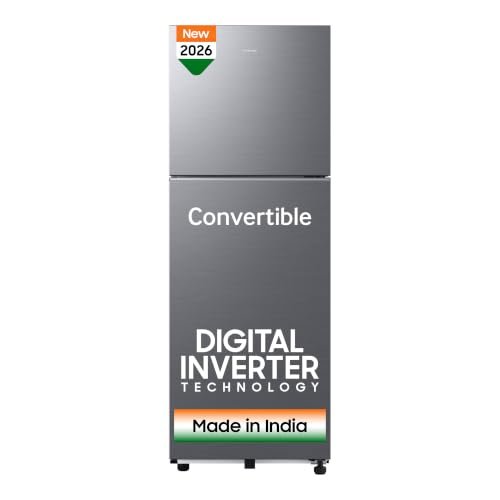 Samsung 236 L, 3 Star, Convertible, Digital Inverter Frost Free Double Door Refrigerator (RT40H28U3THL, Silver, Refined Inox, 2026 Model)