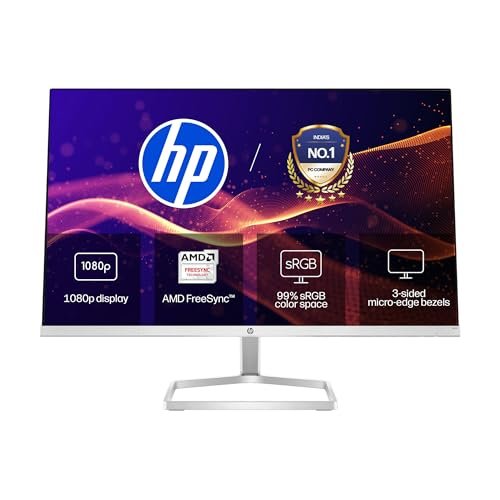 HP M22f 21.5-inches, 54.6 cm, FHD Monitor Eye Safe Certified Full HD IPS 3-Sided Micro-Edge Monitor, 75Hz, AMD Free Sync with 1xVGA, 1xHDMI 1.4 Ports, 300 nits (Silver, 1920 x 1080 Pixels)