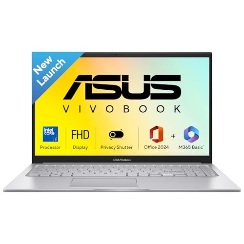 ASUS Vivobook 15 (2026),Intel Core 3 100U (i3-14th Gen), Intel iGPU, 8GB/512GB,FHD,15.6″(39.6 cm),Windows 11,M365 Basic(1 Year)* Office 2024,Cool Silver,1.7 Kg, X1504VAP-BQ1321WS,Thin & Light Laptop