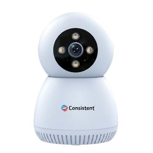 Consistent Wireless Wi-Fi 3MP Indoor MINI Robot Camera, STQC Certified, 360° Smart Home CCTV, AI Human Tracking | All Time Color Night Vision | Alexa Voice Support | Upto 256GB Memory Card Support