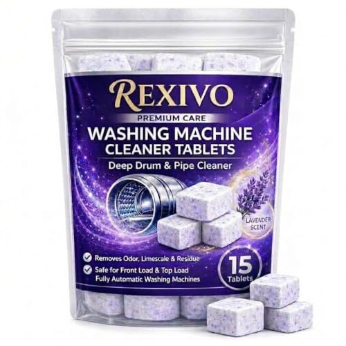Washing Machine Cleaner Tablets (15 Tablets) | Drum & Pipe Deep Cleaner | Lavender Scent | Removes Odour, Limescale & Residue | For Front Load & Top Load Fully Automatic Washing Machines
