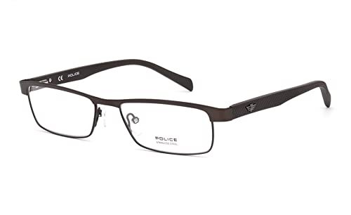 POLICE Eyewear| Square | Men | Medium | Matt Dark Brown Metal Frame