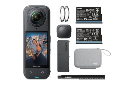 Insta360 X5 Essentials Bundle – Waterproof 8K 360° Action Camera, Leading Low Light, Invisible Selfie Stick Effect, Rugged and Replaceable Lens, 3-Hour Battery, Built-in Wind Guard, Stabilization