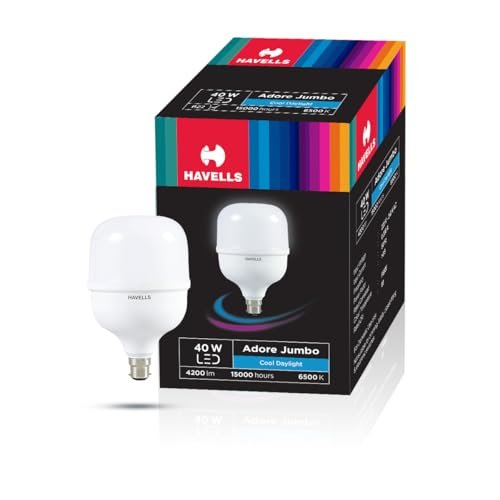 Havells 40W high wattage Bulb|high CRI & high Efficiency|Energy Efficient|Mercury-Free|4KV Surge Protection|100 Lumens Per Watt |Cool Day Light (6500K) b22d, led