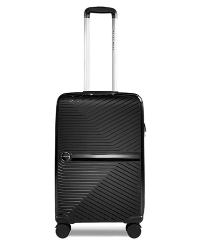 Nasher Miles Bruges Hard-Sided Polypropylene Cabin Luggage 20 inch | 55cm | 8 Wheels Small Trolley Bag for Travel | Suitcase (Black)