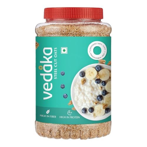 Amazon Brand – Vedaka Steel Cut Oats | 2 Kg | Rich Source Of Protein & Fiber | Cholesterol Free | Quick Breakfast | Cooks in 3 Mins | No Added Preservatives