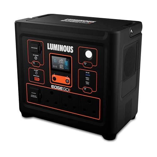 Luminous Edge Go P1000 Portable Power Station| Emergency Light, 40 mins backup on full load, Power upto 6 devices with 576Wh LiFePO4 Battery 10 Yrs Life| 800W AC Output, 05 Years Replacement Warranty