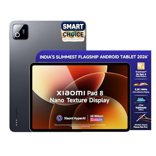 XIAOMI Pad 8 Nano Texture Display [Smartchoice] Flagship Snapdragon 8s Gen 4 |11.2″ 3.2K | 12GB, 256GB | Anti-Reflective | Ultra Slim Metal Design | 9200mAh Battery HyperAI | Wi-Fi 7 | Graphite Grey