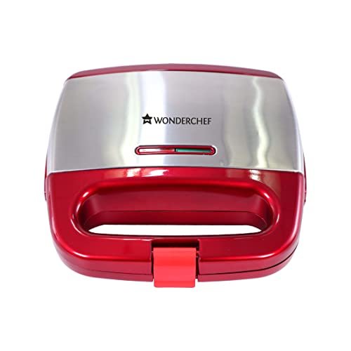 Wonderchef Crimson Edge Non-Stick Electric Griller,Sandwich Maker, Toaster |750 Watt| Auto Temp Control, LED Indicator| Non-Stick Coated Plates, Cool Touch Handle, Buckle Clip Lock| 2 Year Warranty