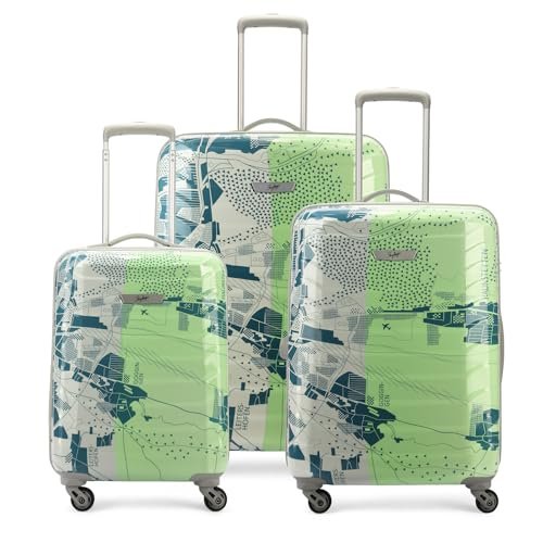 Skybags Trooper Set of 3 (Cabin + Medium+Large) Hard Luggage (55+65+75 cm) | ABS Luggage Trolley with 8 Spinner Wheels|Green|Unisex