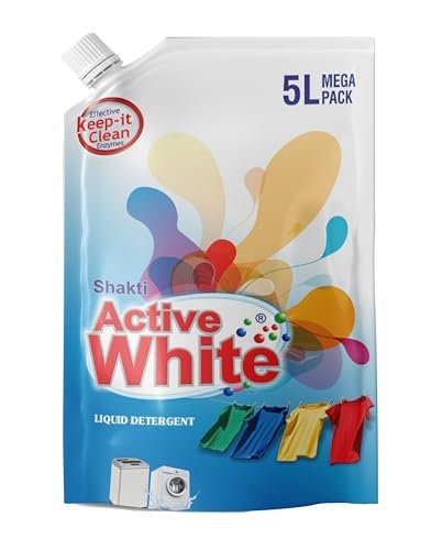Active White Liquid Detergent – 5L Mega Pack | Lavender Fragrance | Front Load & Top Load Machine Wash & Bucket Wash Expert | Powerful Stain Removal | Gentle on Clothes | Value Family Refill Pack