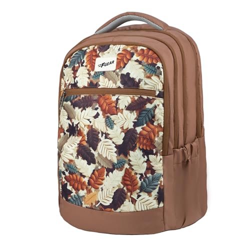 F Gear Arashi Mocha Mousse 35L School Backpack|4 Compartments, 1 Front Pocket & water Bottle Holders|Laptop Sleeve|Ergonomic, Lightweight & Durable|Ideal for School, College, Work, Travel & Daily Use